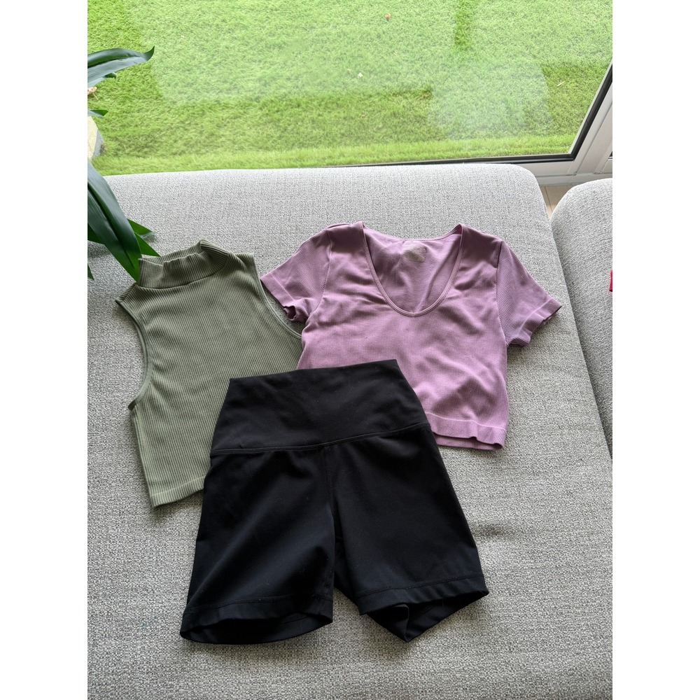 3-Piece Athlei. Bundle XS | Zara Tank, Wild Fab Crop Top & Yogalic. Biker Shorts